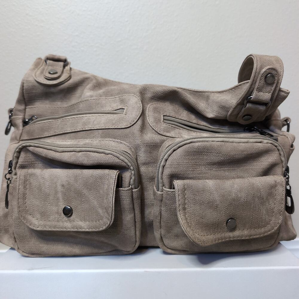 Multi Pocket Canvas Shoulder Bag Y2k